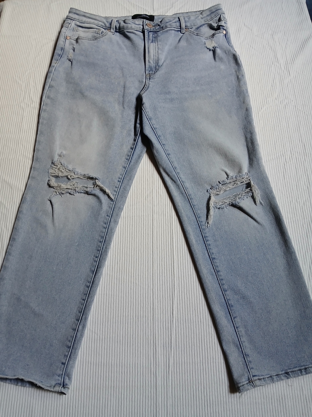 Jordache Womens Jeans Boot Cut Blue Denim Light Wash High Rise 16 Distressed